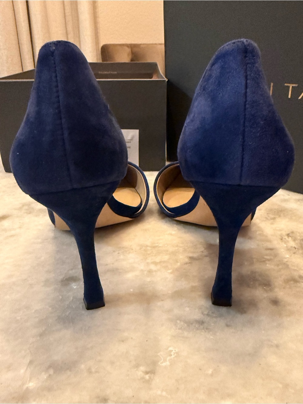 Ann Taylor Blue Suede Pointed-Toe D'Orsay Heels - Picture 4 of 7